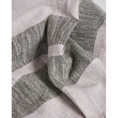 Βαμβακερό Ριχτάρι Αργαλειού με Μαύρη Φάσα Damian Διθέσιος | 180x240cm Πούδρα