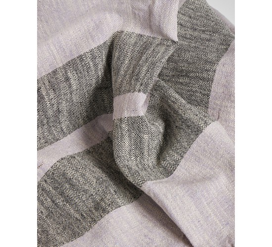 Βαμβακερό Ριχτάρι Αργαλειού με Μαύρη Φάσα Damian Διθέσιος | 180x240cm Πούδρα