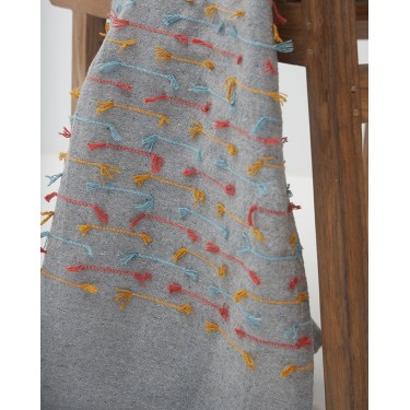 Γκρι Ποτηρόπανο με Σχέδιο Χρωματιστές Γραμμές Lala 50x37cm Γκρι