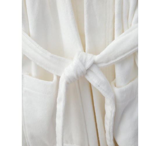 Μονόχρωμο Βαμβακερό Βελουτέ Μπουρνούζι L/XL Berlin Small | Medium Άσπρο