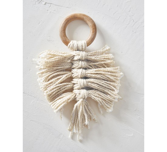 Ξύλινο Δαχτυλίδι Πετσέτας Φαγητού Κρίκος με Μακραμέ Reid 10x10x7cm One Size (10x10x7cm) Εκρού