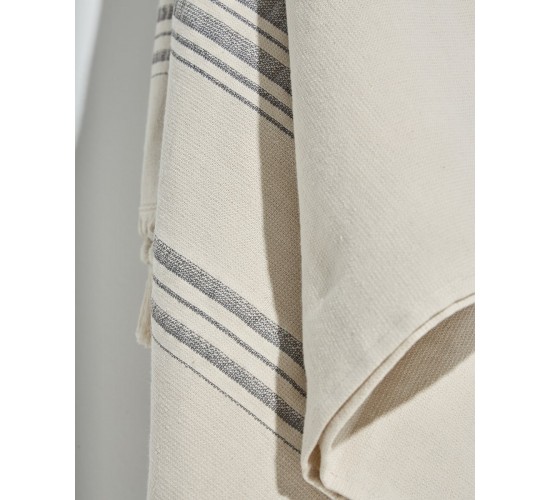 Βαμβακερή Ριγέ Πετσέτα Παρεό με Κρόσσι Anka 90x170cm Παρεό | 90x170cm Ανθρακί