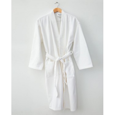 Unisex Λευκό Βαμβακερό Βελουτέ Μπουρνούζι Abraco One Size Άσπρο