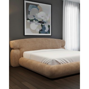 Κρεβάτι Υφασμάτινο με Καμπύλες LUI1 Μονή (100x200cm)