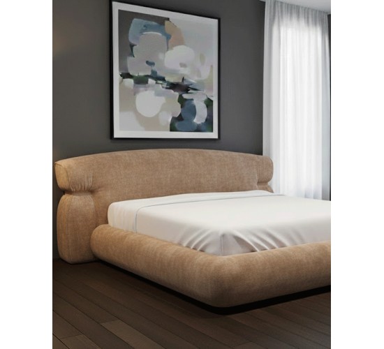 Κρεβάτι Υφασμάτινο με Καμπύλες LUI1 Μονή (100x200cm)