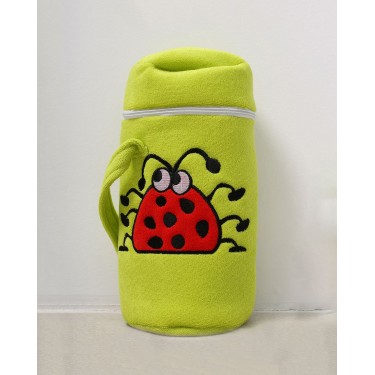 Πετσετέ θήκη μπιμπερό Ladybug με κέντημα πασχαλίτσα One Size Λαχανί