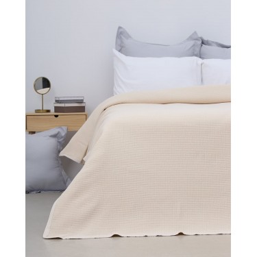 Πικέ κουβέρτα Asterinos σε ζακάρ ύφανση Ημίδιπλη (170x260cm) Μπεζ