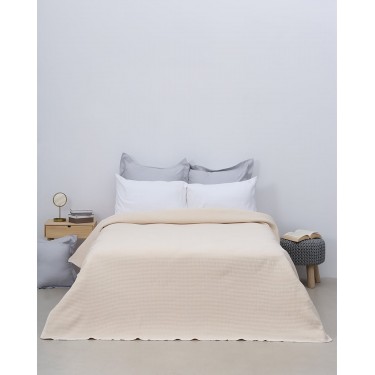 Πικέ κουβέρτα Asterinos σε ζακάρ ύφανση Ημίδιπλη (170x260cm) Μπεζ