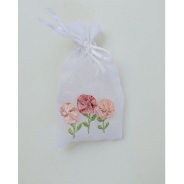 Πουγκί μπομπονιέρας Favours με κέντημα λουλουδιών One Size Άσπρο