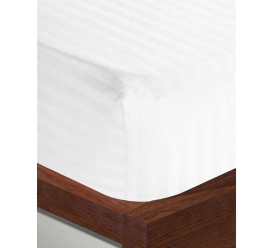 Σεντόνι με λάστιχο Redon με σατινόριγο σχέδιο Υπέρδιπλη (160x200 25cm) Άσπρο