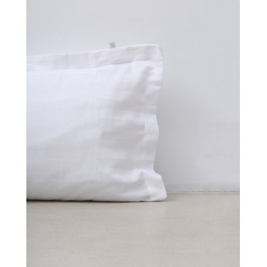 Μαξιλαροθήκη Chalet Oxford με σατινόριγο σχέδιο 50x70cm Άσπρο