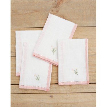 Σετ 4 τεμ Πετσέτες Φαγητού Herbal Σχ. 148 Bo Maison 42x42cm Ροζ