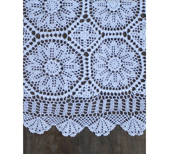 Χειροποίητο τραπεζομάντηλο Crete 6 ατόμων (130x180cm) Άσπρο