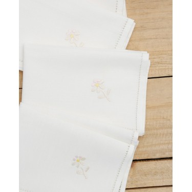 Σετ 4 τεμ Πετσέτες Φαγητού Κέντημα Μαργαρίτα & Αζούρ Bo Maison 42x42cm Εκρού