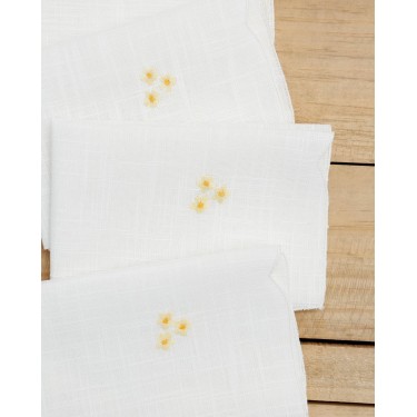 Σετ Πετσέτες Φαγητού 4 τεμ Κέντημα Μαργαρίτα  42x42cm Εκρού