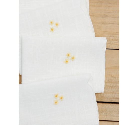 Σετ Πετσέτες Φαγητού 4 τεμ Κέντημα Μαργαρίτα  42x42cm Εκρού