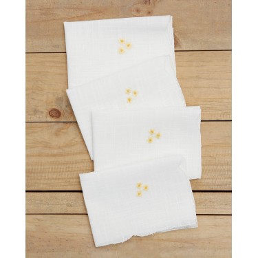 Σετ Πετσέτες Φαγητού 4 τεμ Κέντημα Μαργαρίτα  42x42cm Εκρού