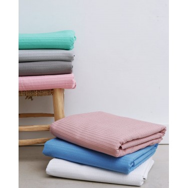 Βαμβακερή Πικέ Κουβέρτα Βρεφική Swing 130x170cm Σιέλ