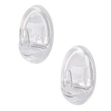 Πλαστικός Γάντζος Οβάλ Αυτοκόλλητος Διάφανο 48x30mm 2Τμχ