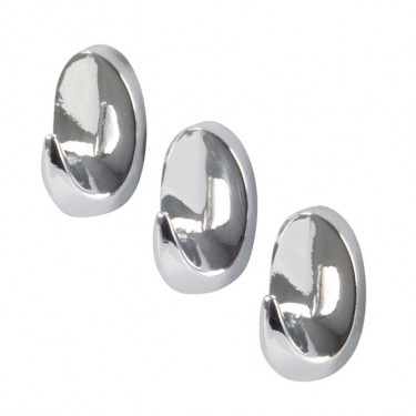 Γάντζος Οβάλ Αυτοκόλλητο Ασημί Πλαστικό 25x15mm 3Τμχ