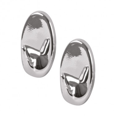 Γάντζος Οβάλ Αυτοκόλλητο Ασημί Πλαστικό 48x30mm 2Τμχ