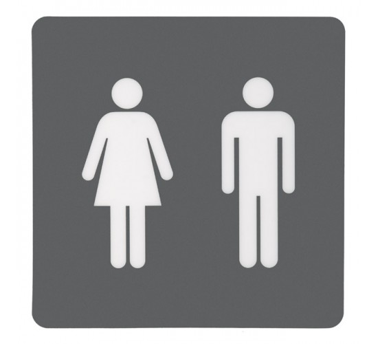Σήμα Πόρτας WC Αυτοκόλλητο Γκρι 100x100mm