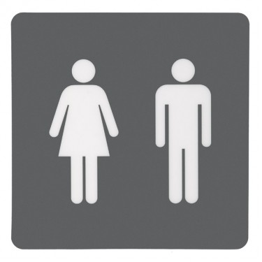 Σήμα Πόρτας WC Αυτοκόλλητο Γκρι 100x100mm