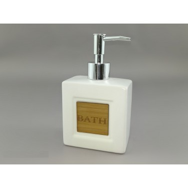 Ντισπένσερ -Bath- Λευκό Κεραμικό/Μπαμπού