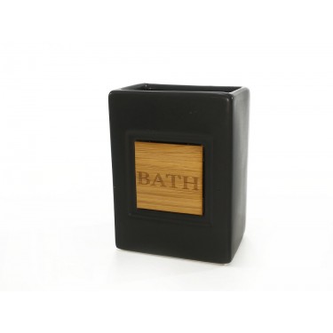 Ποτηροθήκη -Bath- Μαύρο Κεραμικό/Μπαμπού