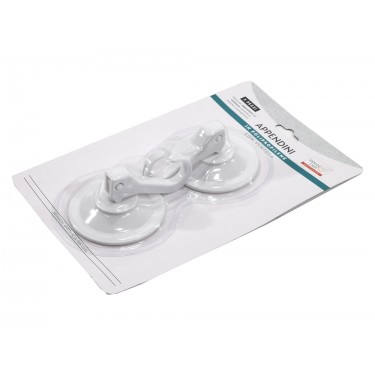 Κρεμαστράκια Με Βεντούζα Λευκό Πλαστικό Φ7cm Σετ 2Τμχ