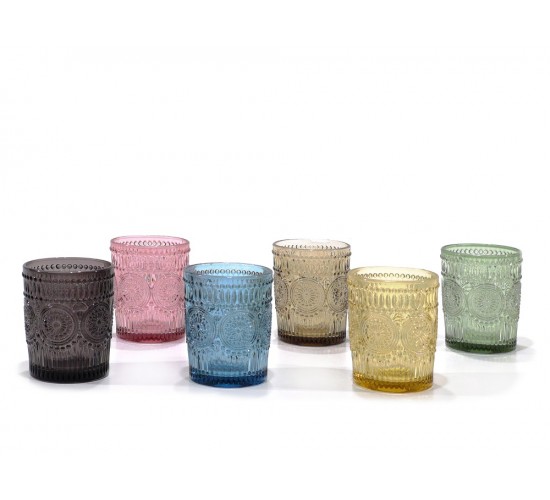 Ποτήρι 30cl Σε 6 Χρώματα Γυαλί Σετ 6Τμχ