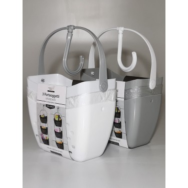 Καλαθάκι Μπάνιου Κρεμαστό Με Γάντζο Πλαστικό 70cm Σετ 3Τμχ Σε 2 Χρώματα