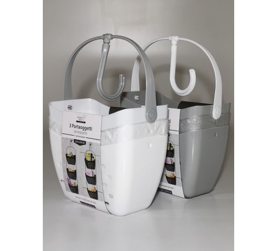 Καλαθάκι Μπάνιου Κρεμαστό Με Γάντζο Πλαστικό 70cm Σετ 3Τμχ Σε 2 Χρώματα