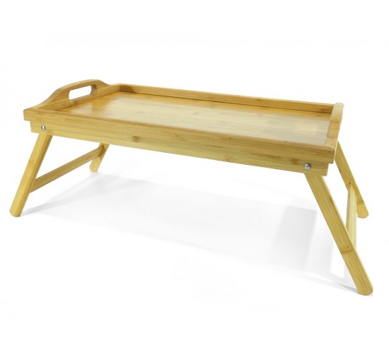 Τραπεζάκι-Δίσκος Κρεβατιού Πτυσσόμενος Φυσικό Μπαμπού 50x30x21cm