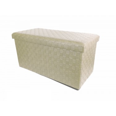 Σκαμπό Με Αποθηκευτικό Χώρο Μπεζ Δέρμα 76x38x38cm