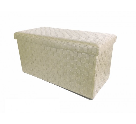 Σκαμπό Με Αποθηκευτικό Χώρο Μπεζ Δέρμα 76x38x38cm