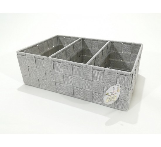 Κουτί Αποθήκευσης Με 3 Τμήματα Γκρι PP 30x20x10cm