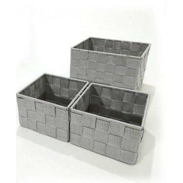 Κουτί Αποθήκευσης Γκρι PP (2x)13x13x9cm/20x15x13.5cm Σετ 3Τμχ