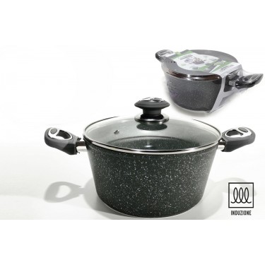 Κατσαρόλα Αντικολλητική Αλουμινίου Με Επίστρωση Stone Λαβές Soft-Touch Φ24cm