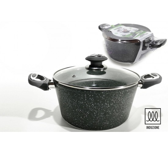 Κατσαρόλα Αντικολλητική Αλουμινίου Με Επίστρωση Stone Λαβές Soft-Touch Φ24cm
