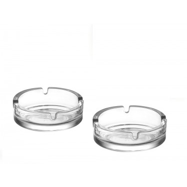 Τασάκι Στρογγυλό Διάφανο Γυαλί Φ10x4cm Σετ 2Τμχ