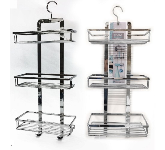 Εταζέρα 3 Ράφια Ασημί Μέταλλο 26x11x55cm