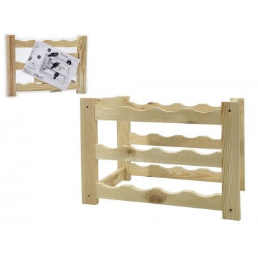 Μπουκαλοθήκη 12 Θέσεων Φυσικό Ξύλο 49x23x36cm