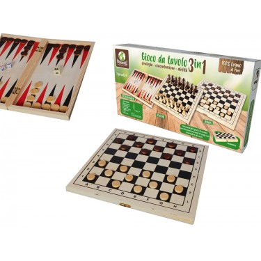 Επιτραπέζιο Παιχνίδι 3 Σε 1 Σκάκι/Τάβλι/Ντάμα 29x29cm Για 4  Ετών