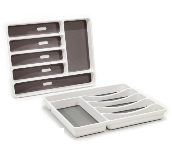 Θήκη Για Μαχαιροπήρουνα Με Αντιολισθητική Επιφάνεια 6 Χωρίσματα Λευκό Πλαστικό 40x32.5x4.5cm
