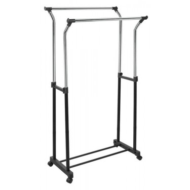 Κρεμάστρα Ρούχων Διπλή Επεκτεινόμενη Ασημί/Μαύρο Μέταλλο 88x43x106-170cm
