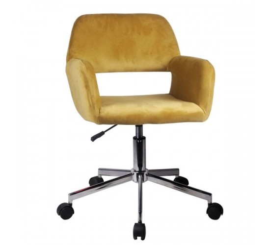 Καρέκλα Γραφείου ArteLibre KLOI Κίτρινο Βελούδο 37x42x78-90cm Καρέκλα Γραφείου ArteLibre KLOI Κίτρινο Βελούδο 37x42x78-90cm