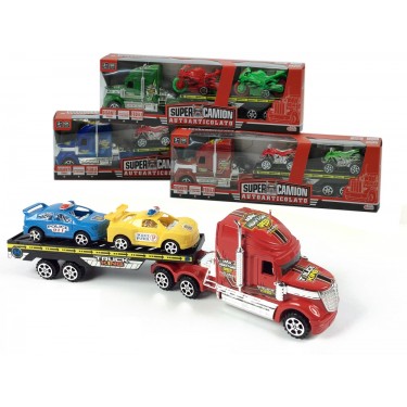 Παιχνίδι Φορτηγό Μεταφοράς Super Camion Με 2 Αυτοκίνητα Πλαστικό 32cm Σε 3 Συνδυασμούς Για 3  Ετών