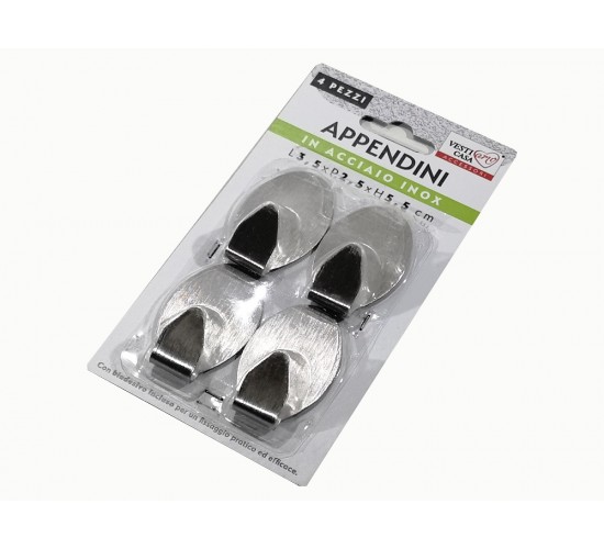 Κρεμαστράκια Κουζίνας Inox Μέταλλο 3.5x2.5x5.5cm Σετ 4Τμχ