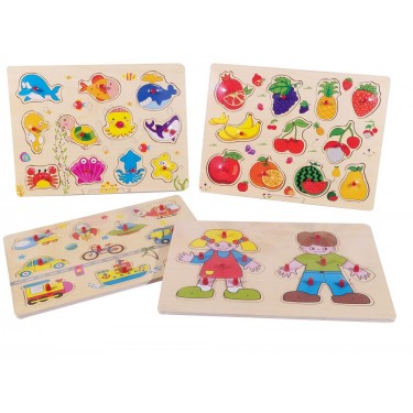 Επιτραπέζιο Παιχνίδι Ταιριάζω Τα Αντικείμενα Πολύχρωμο Ξύλο 30x22x0.8cm Σε 4 Σχέδια Για 3  Ετών